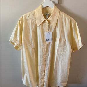 COS Short-Sleeve Button-Up Shirt in Yellow size 8